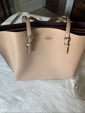 COACH Pebble Leather Tote in Blush with Burgundy Interior Trim never used!